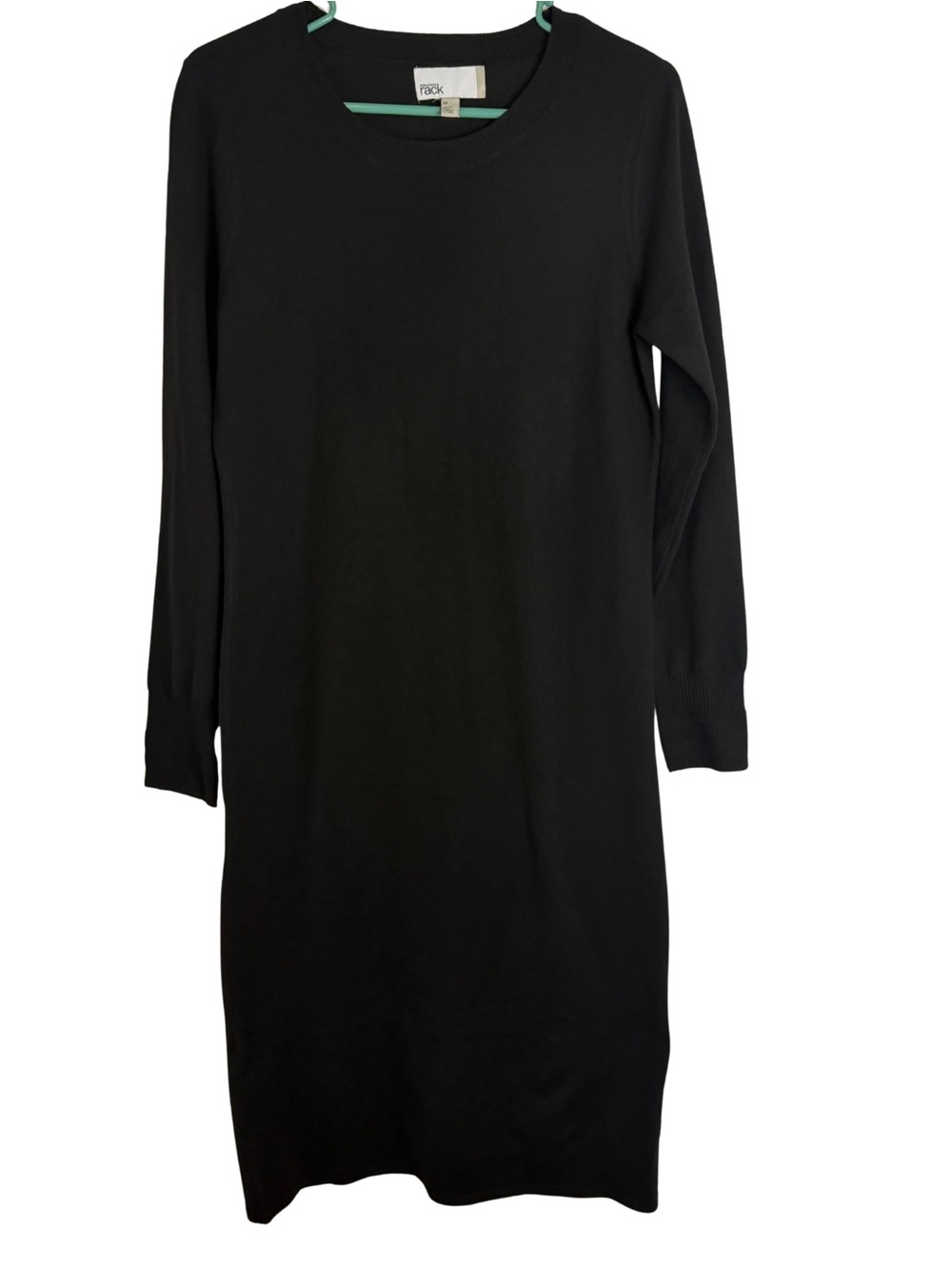 Nordstrom Rack Black Long Sleeve Knit Midi Dress Classic Minimalist Size Medium